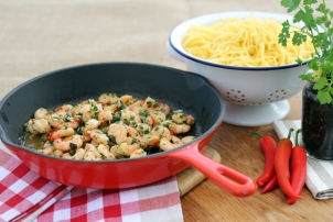 Chili Prawn Linguine with Fresh Herbs, Renee Naturally