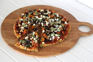 Polenta Pizza with Balsamic Veges & Kale Pesto