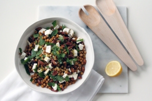Garlic Roasted Chickpeas with Feta, Mint & Lemon // Renee Naturally