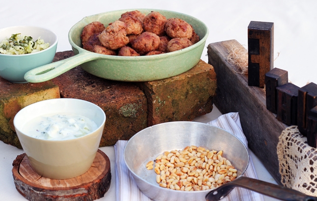 Lamb Koftas with Tzatziki & Fresh Apple Mint Chutney