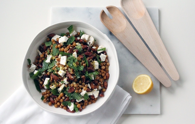 Garlic Roasted Chickpeas with Feta, Mint & Lemon // Renee Naturally